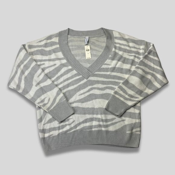VARLEY Calvert Grey Zebra Print Women’s Sweater Merino Wool Size M NWT - Picture 2 of 8